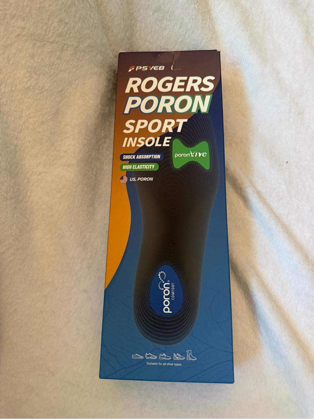 Tanstc Rogers Poron Sport Insole Flat Feet Shock Absorption Dark Blue Size XL